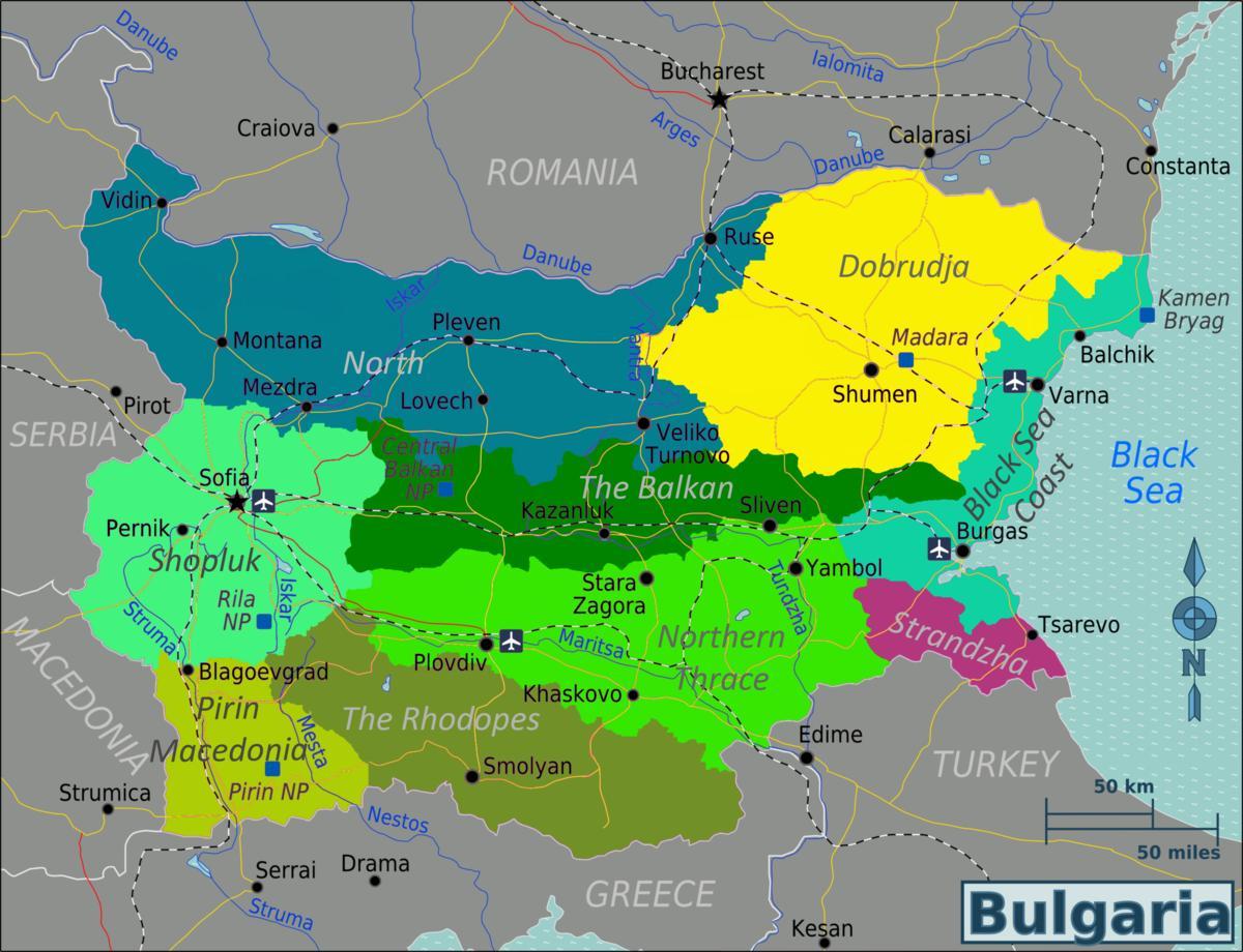 خريطة مطارات بلغاريا