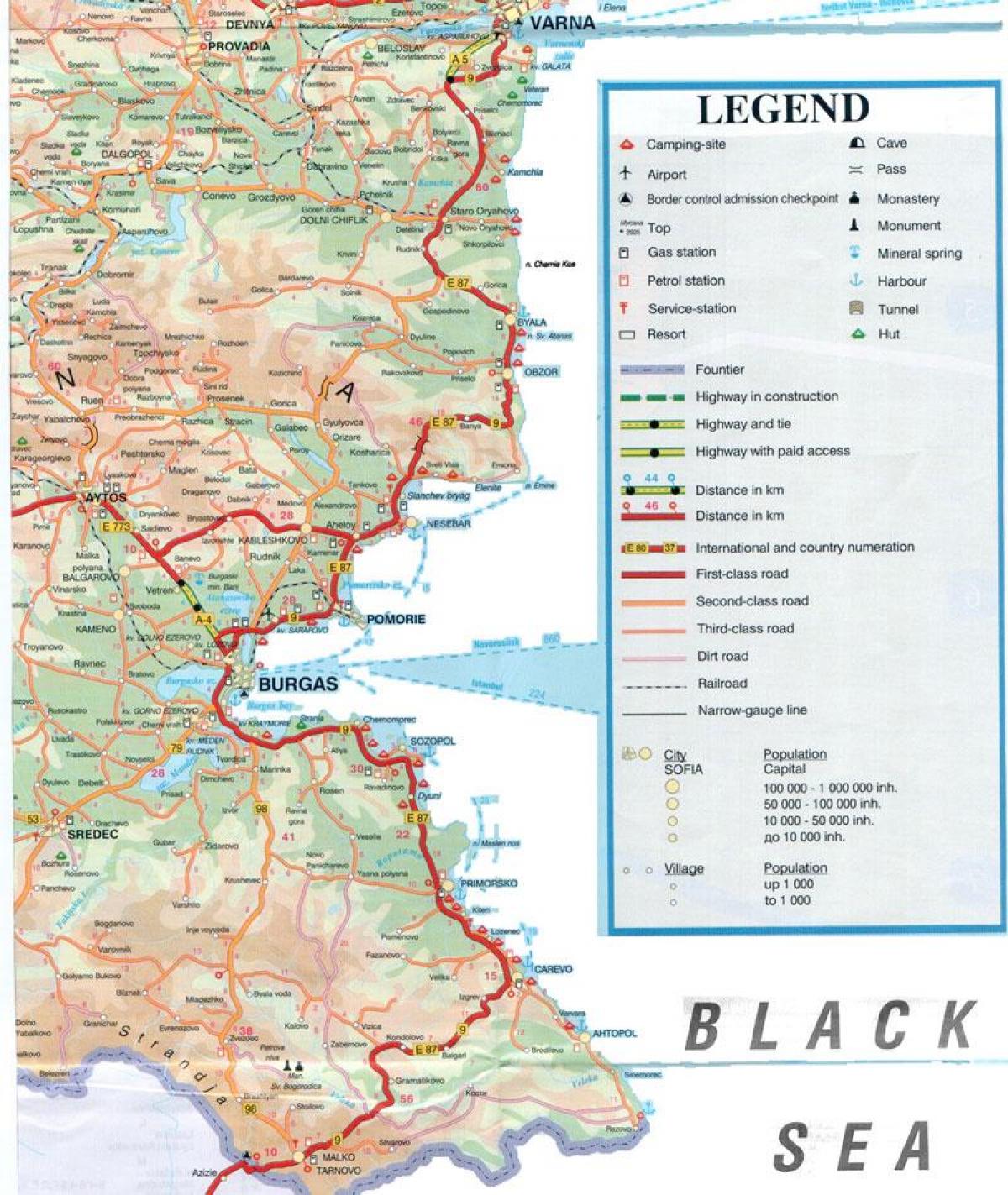 ساحل البحر الأسود البلغاري خريطة